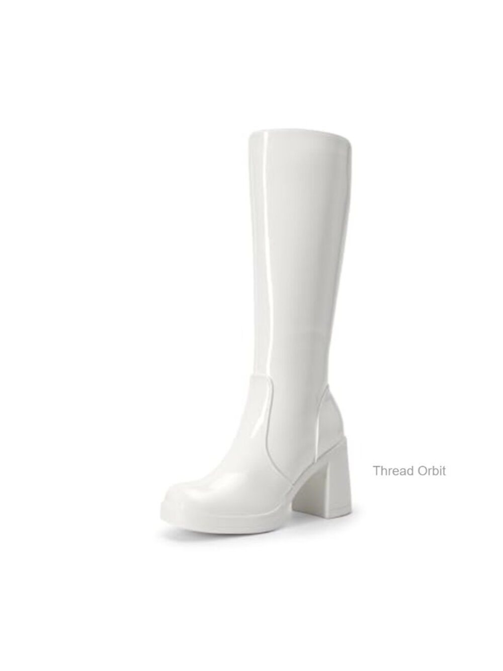 Knee-High Platform Heel Boots with Stretchy Shaft and Inside Zipper